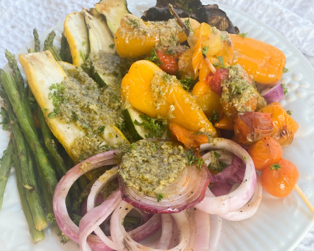 grilled veggies with basil pesto sauce